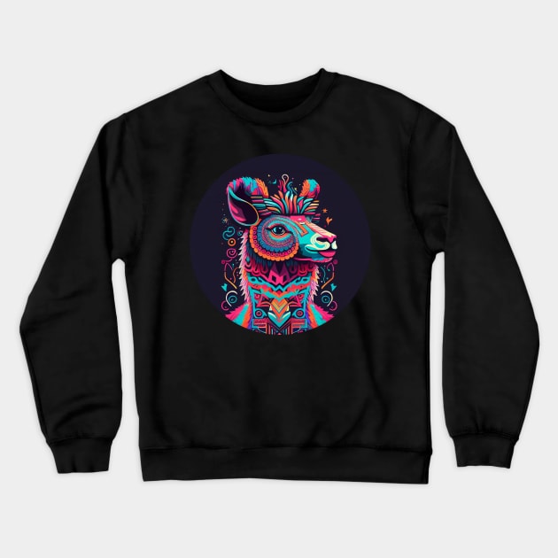 A llama bringing the Carnaval spirit Crewneck Sweatshirt by ceemyvision